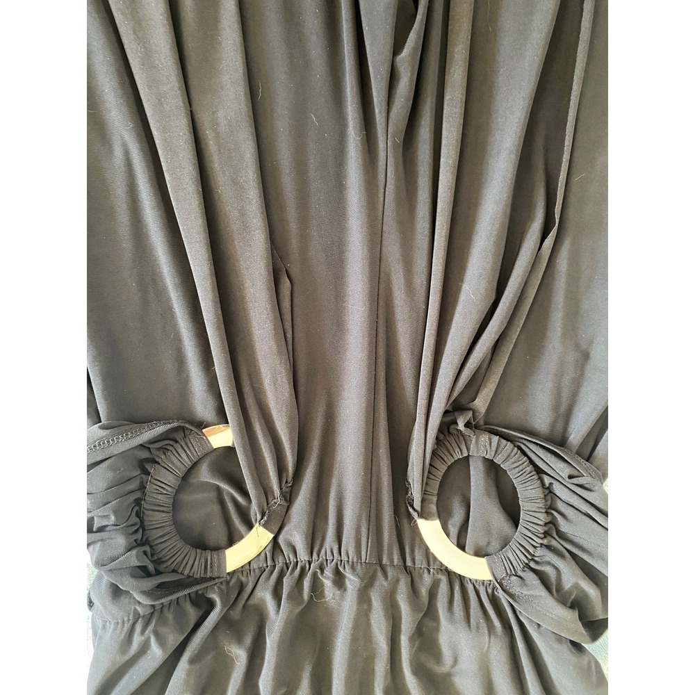 MSK Black Harem Jumpsuit Gold Ring Waist Draped Leg Large Chic Minimalist Dressy - Picture 11 of 16
